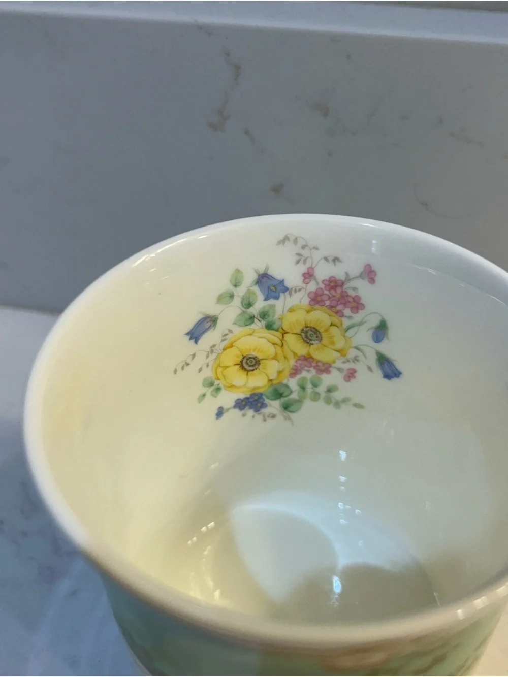Mikasa Hampton Court Green Bone China green band gold floral accents Tea cup